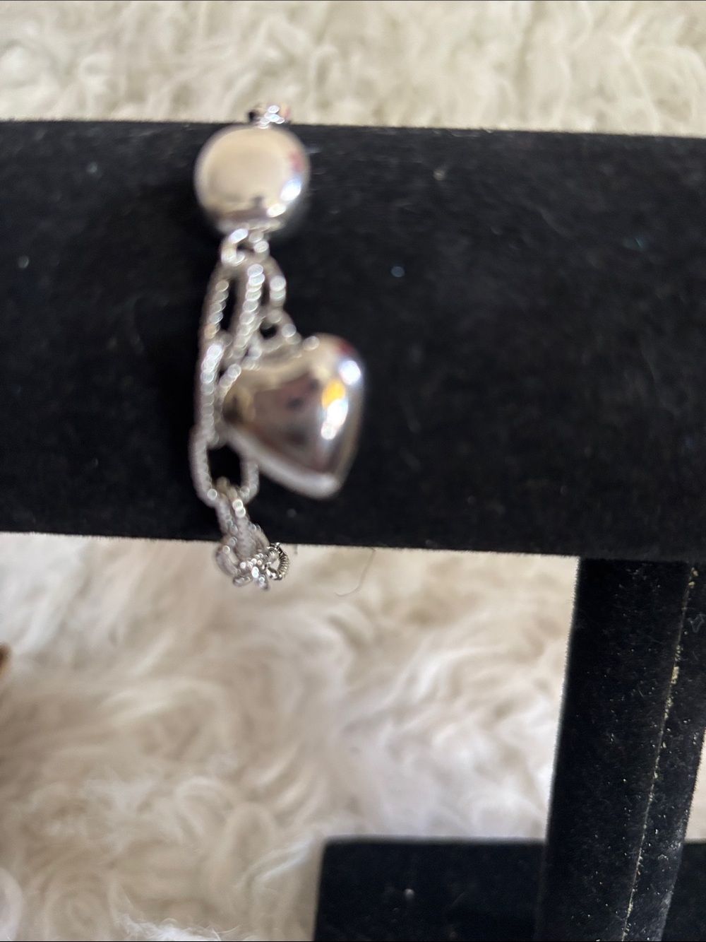Polished Silver Heart Charm Bracelet - Silver